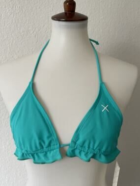 Boutine LA Swim Women S Fringe Bikini Top Swimwear Summer Beach Pool Cyan NWT